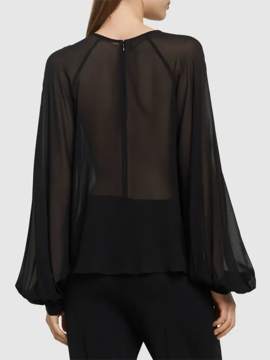 The Andamane   Renee puff sleeve silk blouse 