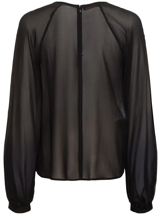 The Andamane   Renee puff sleeve silk blouse 