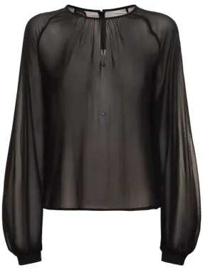 The Andamane   Renee puff sleeve silk blouse 
