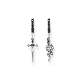 Thomas Sabo Hoop Earrings Blackened Snake And Sword CR713-643-11