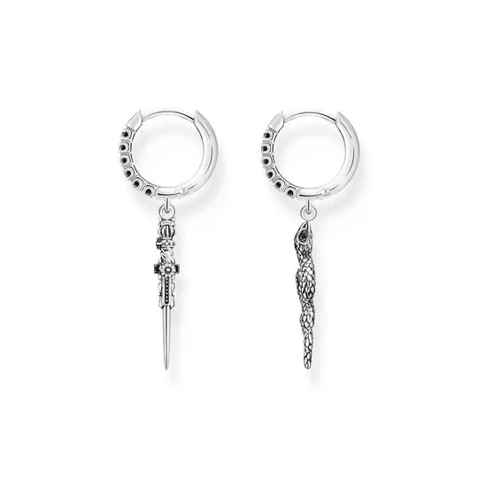 Thomas Sabo Hoop Earrings Blackened Snake And Sword CR713-643-11