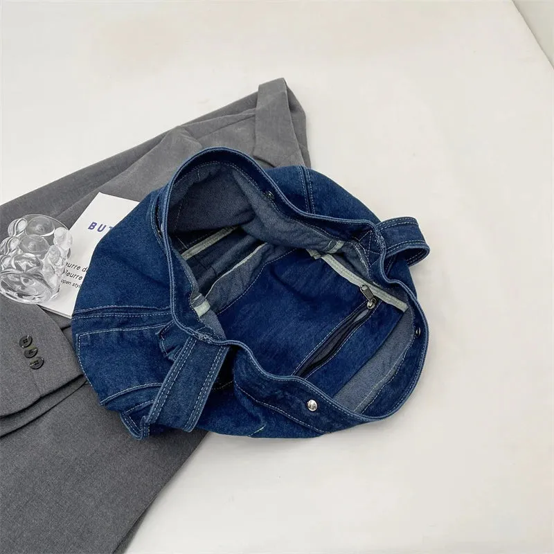 UAKISS  -  Fashion Washed Denim Crossbody Bags For Women Large Capacity Casual Shoulder Tote Bag Student School Bag Female Travel Handbag