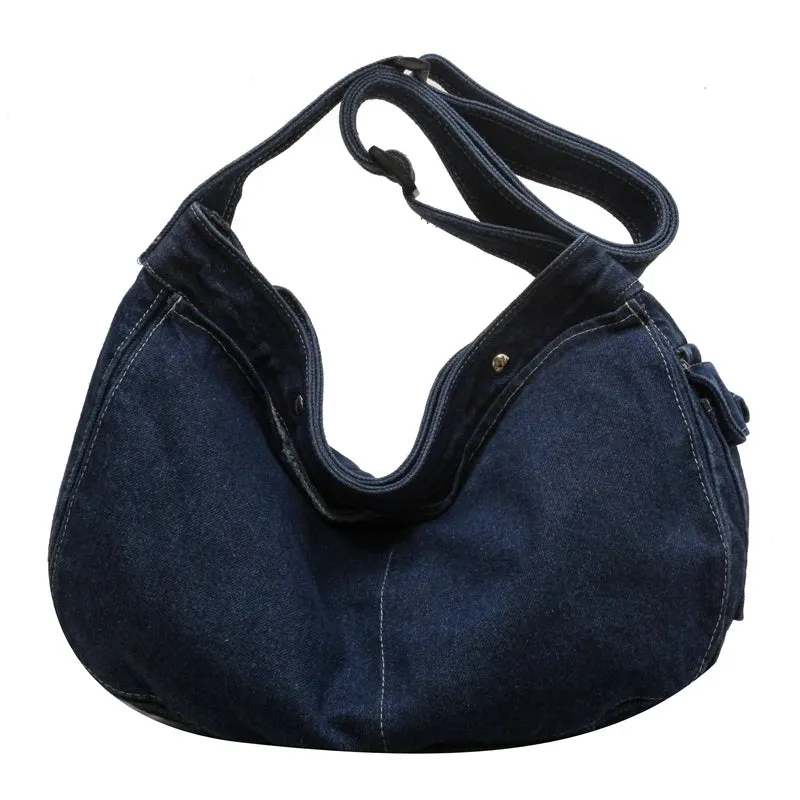 UAKISS  -  Fashion Washed Denim Crossbody Bags For Women Large Capacity Casual Shoulder Tote Bag Student School Bag Female Travel Handbag