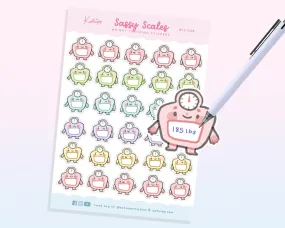Weight Tracking Planner Sticker Sheet | Cute Kawaii Scale Stickers for Weight Loss Journals & Bariatric Planning | WLS 008