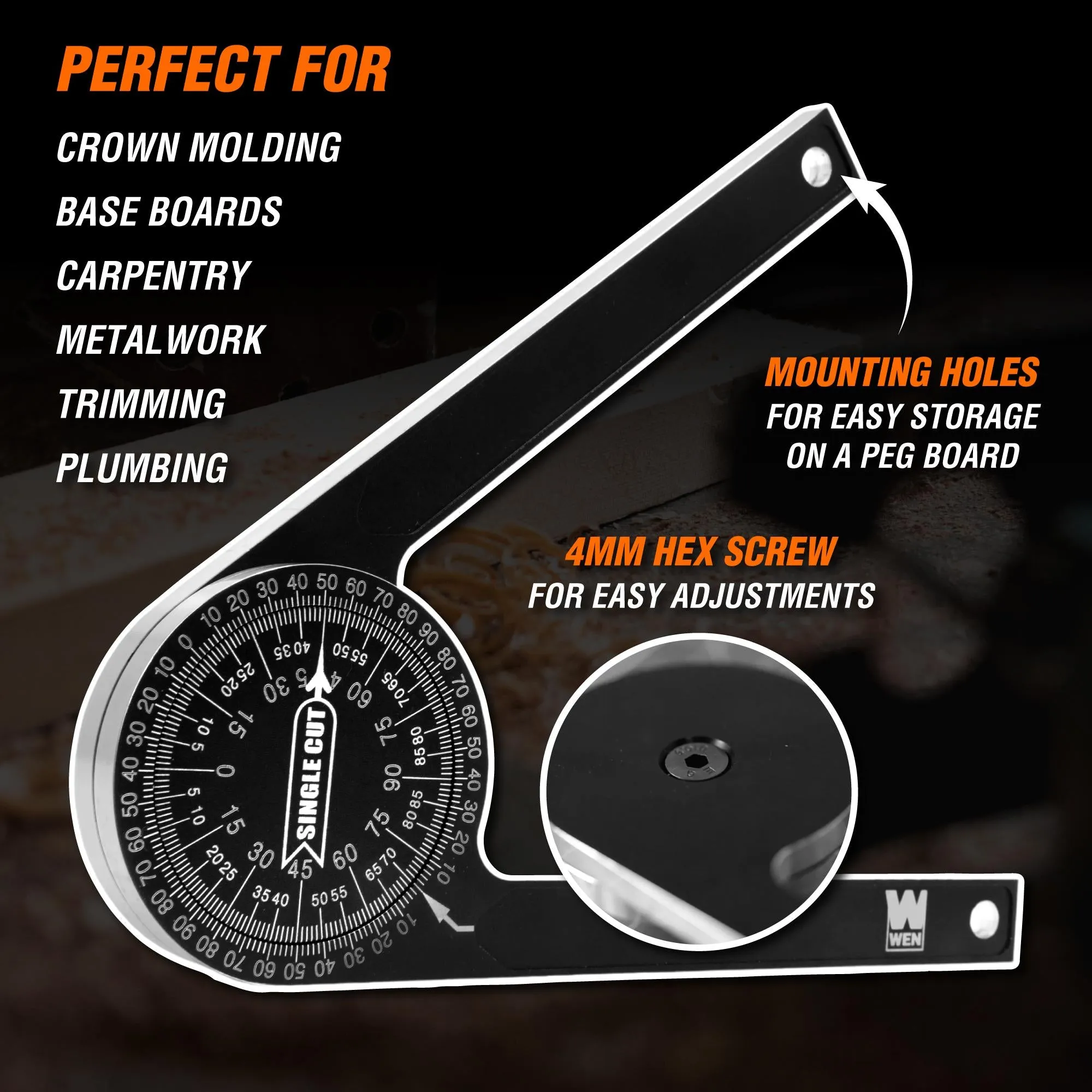 WEN ME175P 7.25-Inch Aluminum Alloy Miter Saw Protractor with Laser-Engraved Scales