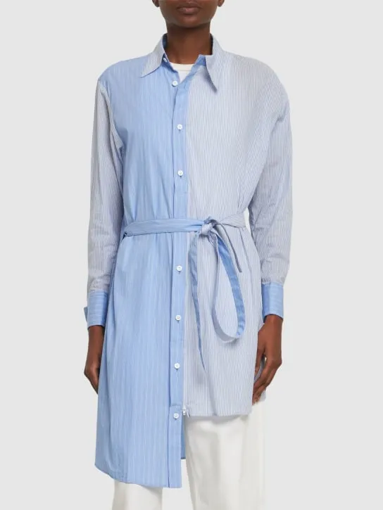 Yohji Yamamoto   Striped asymmetrical cotton shirt w/ zip 