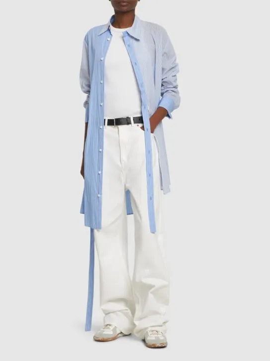 Yohji Yamamoto   Striped asymmetrical cotton shirt w/ zip 