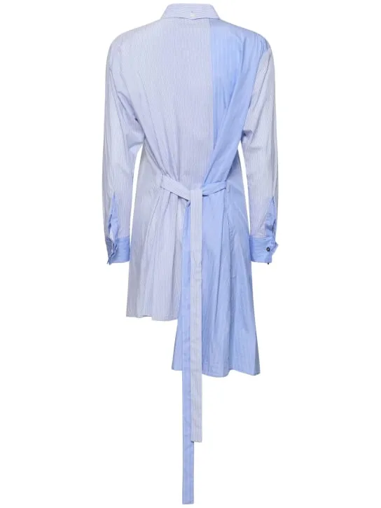 Yohji Yamamoto   Striped asymmetrical cotton shirt w/ zip 