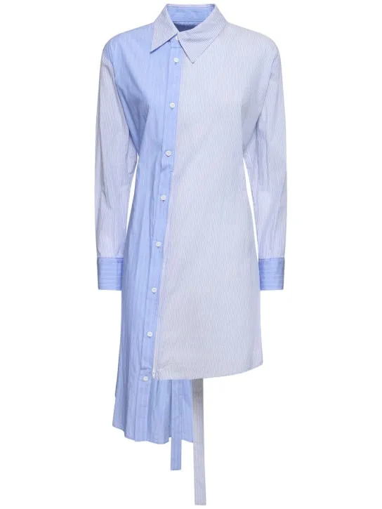 Yohji Yamamoto   Striped asymmetrical cotton shirt w/ zip 