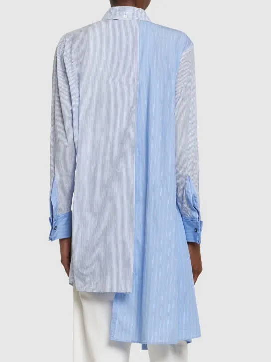 Yohji Yamamoto   Striped asymmetrical cotton shirt w/ zip 